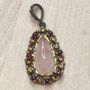 Perfect rose quartz .925 sterling silver handcrafted pendant